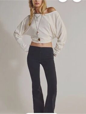 Free People Black stretch pull on Jeans flair leg